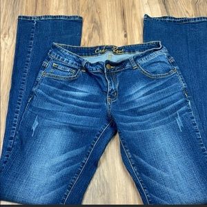 Cedar Rose Distressed Bootcut mid rise jeans 29x36
